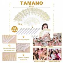 50 Pcs Cloth And Plastic Fans Wedding Party Favor - 金色 - 查看 2