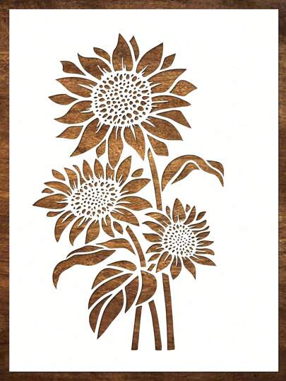 1pc Large Sunflower Drawing Template, Reusable Drawing Stencil Suitable For Painting On Wood, Crafts, Canvas, Paper, Fabric, And Furniture. DIY Wall Decor Painting Template. Back To School