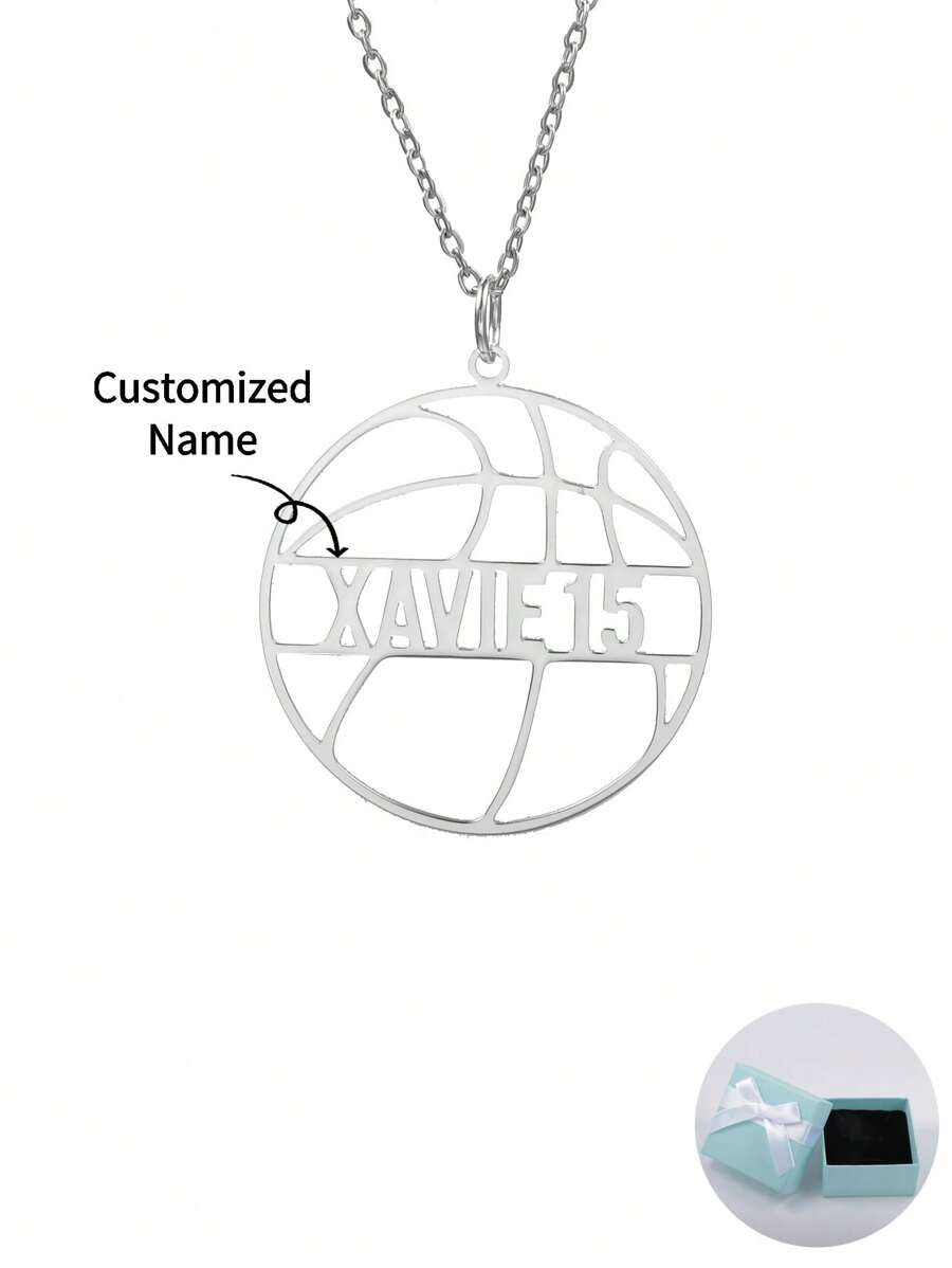 Tùy chỉnh Cá nhân hóa Bóng rổ Tên Dây chuyền Đối với Thể thao Người yêu , Lý tưởng Đối với Mẹ , Ngày lễ tình nhân , Sinh nhật , Ngày kỷ niệm , Tốt nghiệp , Giáng sinh , Như Cao-kết thúc Món quà Đối với Bạn , Bạn học , Gia đình - Bạc - Xem 1