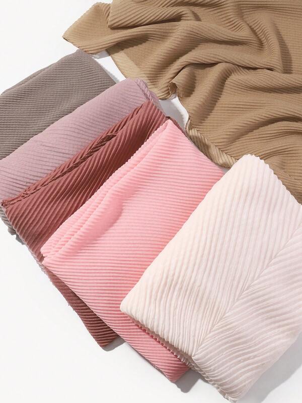 纯色/彩色褶皱围巾，适合春夏季女性日常佩戴 配饰 女士