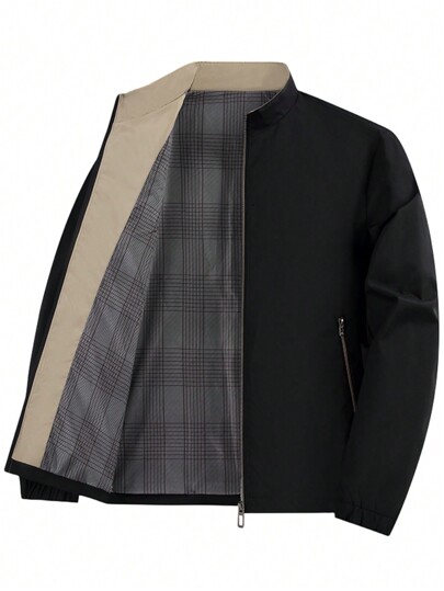 Alpha Camp Giacca casual da uomo con collo a stelo per esterni, primavera e autunno