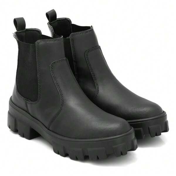 Bota Coturno Chelsea Tratorada Com Elástico Estilosa