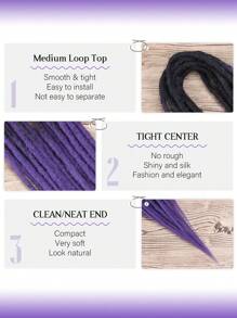 Tóc nối kiểu dreadlock hai đầu, tóc nối dreadlock tổng hợp, tóc giả dreadlock kiểu hippie, tóc nối dreadlock móc 5 sợi, dành cho phụ nữ da trắng. - Màu tím ombre - Xem 4