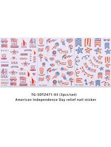 3 Tấm 4th Của Tháng 7 Giảm Miếng Dán Móng Tay Cờ USA Vật Tổ Móng Tay Nghệ Thuật Tự Dán Trang Trí Dụng Cụ Sơn Móng Tay Nghệ Thuật phụ Kiện Trang Trí DIY - Nhiều màu - Xem 2