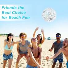 1pc Inflatable Glitter Beach Ball, Sequin Transparent Pool Ball, For Adult Summer Water Game, Outdoor Pool Party Supplies