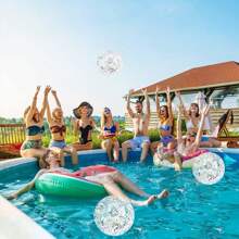 1pc Inflatable Glitter Beach Ball, Sequin Transparent Pool Ball, For Adult Summer Water Game, Outdoor Pool Party Supplies