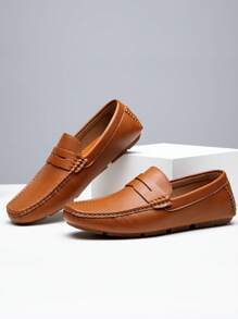 SHOESMALL Men's Fashionable And Versatile Business Casual Men Loafers Slip On Brown Shoes Soft Penny Loafers Lightweight Driving Boat Shoes For Men