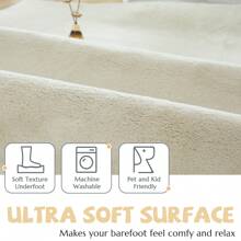 Solid Plush Area Rug Performance Shaggy Rug Washable Area Rug Indoor Entryway Doormat Soft Rug Modern Faux Wool Rug Cozy Non Slip Carpet For Living Room Kids Room Bedroom Nursery - 象牙白 - 查看 3