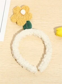 1pc Ladies Plush Hairband Small Flower Headband Lamb Hair Cartoon Hair Clip Hair Accessories For Daily Face Washing Valentine's Day Valentines,Hairband,Hair Hoop Headbands
