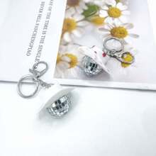 1 szt. Uniseks Kapelusz w kształcie kuli dyskotekowej i breloczek w kształcie lustrzanej kulki, idealny na prezent, imprezę lub do noszenia na co dzień, akcesoria w stylu hip-hopowym lub punkowym, zawieszka do torby prezent