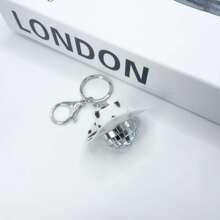 1 szt. Uniseks Kapelusz w kształcie kuli dyskotekowej i breloczek w kształcie lustrzanej kulki, idealny na prezent, imprezę lub do noszenia na co dzień, akcesoria w stylu hip-hopowym lub punkowym, zawieszka do torby prezent