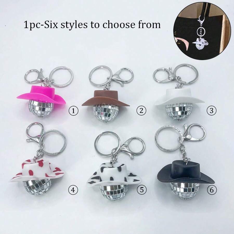 1 szt. Uniseks Kapelusz w kształcie kuli dyskotekowej i breloczek w kształcie lustrzanej kulki, idealny na prezent, imprezę lub do noszenia na co dzień, akcesoria w stylu hip-hopowym lub punkowym, zawieszka do torby prezent