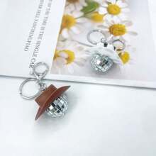 1 szt. Uniseks Kapelusz w kształcie kuli dyskotekowej i breloczek w kształcie lustrzanej kulki, idealny na prezent, imprezę lub do noszenia na co dzień, akcesoria w stylu hip-hopowym lub punkowym, zawieszka do torby prezent