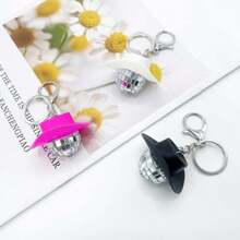 1 szt. Uniseks Kapelusz w kształcie kuli dyskotekowej i breloczek w kształcie lustrzanej kulki, idealny na prezent, imprezę lub do noszenia na co dzień, akcesoria w stylu hip-hopowym lub punkowym, zawieszka do torby prezent