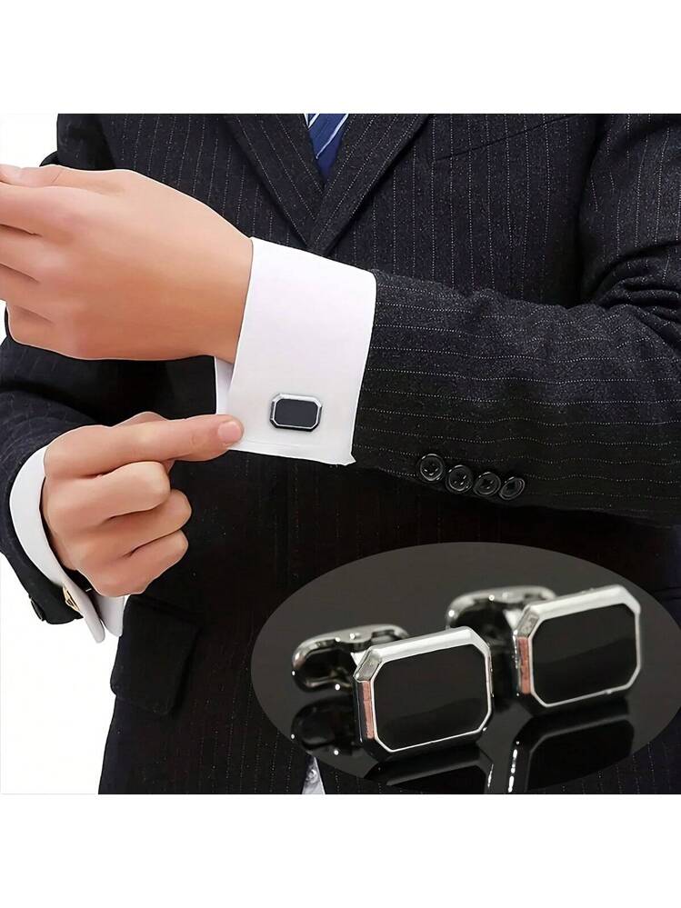 2個セット 結婚式用カフスボタン 黒シャツ 男性用 スーツ アクセサリー