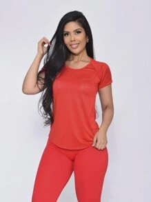 Women Sports Tees & Tanks - 紅色 - 查看 3