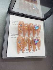 10 Chiếc Vòng Tay Đeo Móng Tay Nghệ Thuật Bộ Retro Phong Cách Ai Cập Trái Tim Tình Yêu Kim Cương Giả Rõ Ràng INS Phong Cách Móng Tay Nghệ Thuật - trái cam - Xem 4