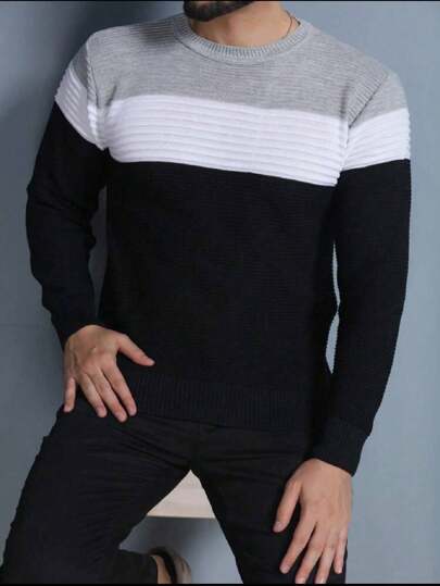 Suéter Tricot Masculino – Blusa de Frio Gola Redonda Manga Longa Lã Premium Inverno