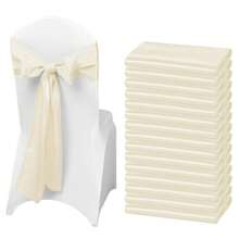 50 PCS Satin Chair Sash Chair Decorative Bow Designed Chair Cover Chair Sashes For Thanksgiving Wedding Christmas Banquet Party Home Kitchen Decoration ( 7 X 108 Inch) Outdoor Party Wedding Outdoor Activities Banquet - 象牙白 - 查看 1