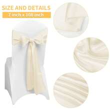50 PCS Satin Chair Sash Chair Decorative Bow Designed Chair Cover Chair Sashes For Thanksgiving Wedding Christmas Banquet Party Home Kitchen Decoration ( 7 X 108 Inch) Outdoor Party Wedding Outdoor Activities Banquet - 象牙白 - 查看 2