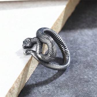1pc Fashionable Snake Stainless Steel Ring Jewelry For Men, US Size