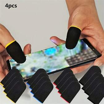 4入組（4色）透氣防汗遊戲手套，配有觸摸屏手指套-舒適和精確的遊戲體驗