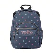 TOTTO Mochila escolar estampado corazones  Tempera 12x36x27 cm Exterior: Poliester 100% Forro: Poliester 100% - ✅ Entrega 24/72h a España (península) - Negro - Ver 1