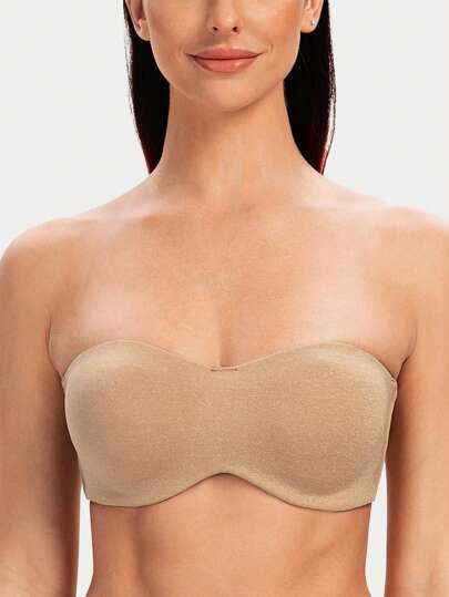 Women's Unlined Bandeau Underwire Minimizer Strapless Bra, Lingerie