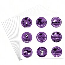 90PCS Graduation Stickers Class Of 2024, Congratulations Graduates, Circle Graduation Gift Tags Stickers, 2024 Graduation Labels - Violet Purple - View 3