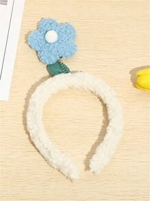 1pc Ladies Plush Hairband Small Flower Headband Lamb Hair Cartoon Hair Clip Hair Accessories For Daily Face Washing Valentine's Day Valentines,Hairband,Hair Hoop Headbands