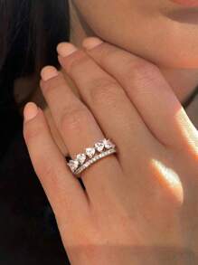 1pc Carved Crown Ring For Women S925 Sterling Silver Personalized Cold Style  Fashion Index Finger Women's Ring Fine Jewelry Gift Wedding Engagement Bridal Jewelry