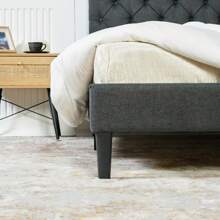 Meubles Cosy Double Bed 160x200 Cm With Wooden Slatted Base And Fabric-Covered Headboard, Gray - Grey - View 8