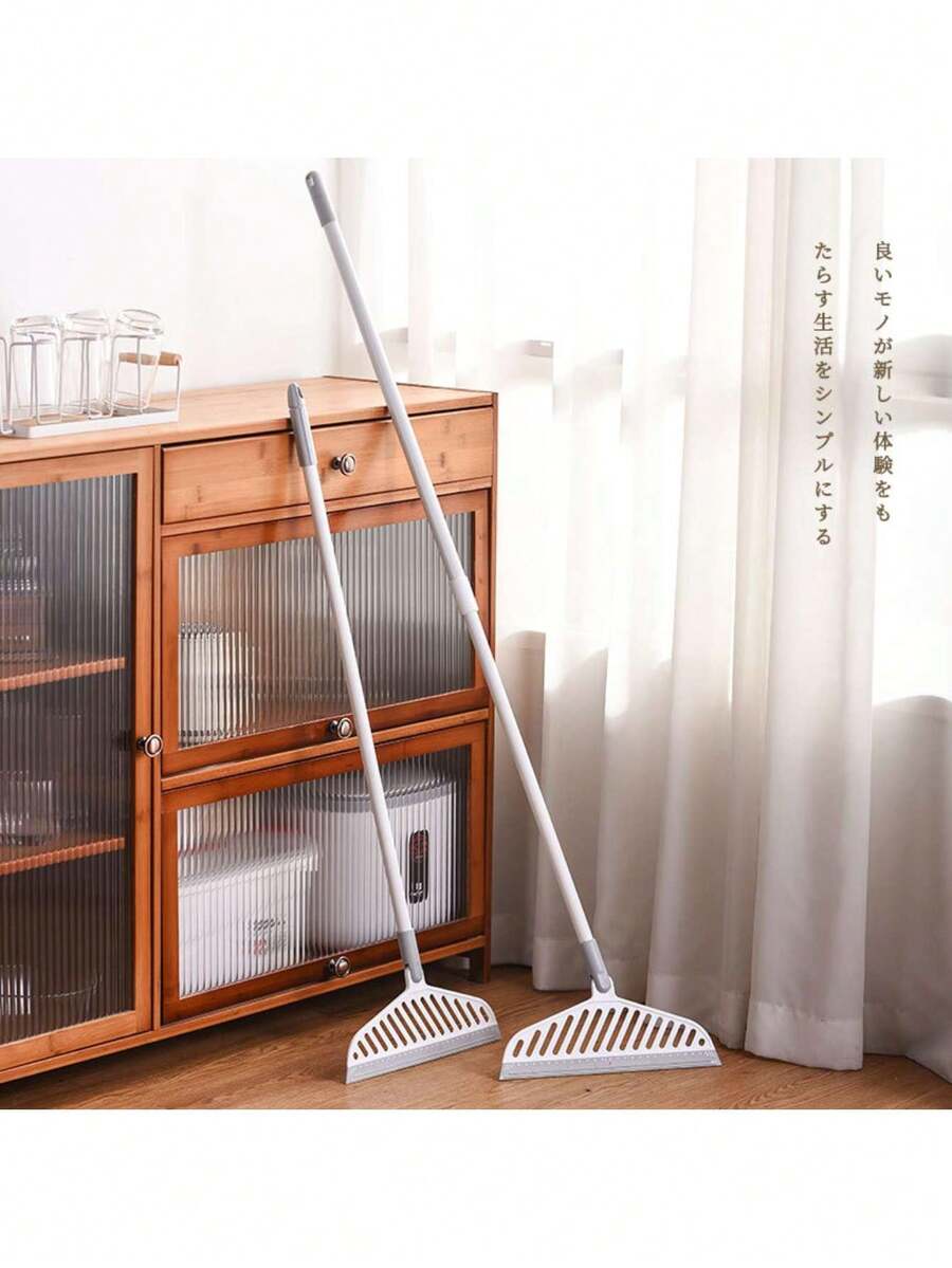 1pc Home Use Magic Broom With Silicone Retractable Handle, Multifunctional Sweeper For Glass Window, Floor, Hair And Dust Cleaning, Bathroom Specific, Simple Assembly Required - White - View 1