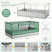 Raised Bed With Greenhouse, 2 In 1 Metal Planter Box With PE Cover, Flower Bed With Ventilated Window, Garden Bed Cold Frame For Flowers, Herbs, Vegetables & Fruit, 174 X 90 X 70 Cm - Green - View 2