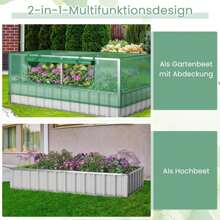 Raised Bed With Greenhouse, 2 In 1 Metal Planter Box With PE Cover, Flower Bed With Ventilated Window, Garden Bed Cold Frame For Flowers, Herbs, Vegetables & Fruit, 174 X 90 X 70 Cm - Green - View 5