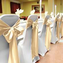 50 PCS Satin Chair Sash Chair Decorative Bow Designed Chair Cover Chair Sashes For Thanksgiving Wedding Christmas Banquet Party Home Kitchen Decoration ( 7 X 108 Inch) Outdoor Party Wedding Outdoor Activities Banquet - 香檳色 - 查看 7