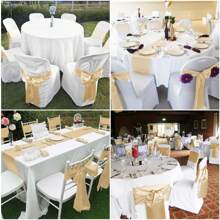 50 PCS Satin Chair Sash Chair Decorative Bow Designed Chair Cover Chair Sashes For Thanksgiving Wedding Christmas Banquet Party Home Kitchen Decoration ( 7 X 108 Inch) Outdoor Party Wedding Outdoor Activities Banquet - 香檳色 - 查看 6