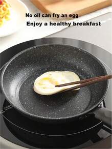 1 件不粘煎锅套装，花岗岩涂层不粘锅，适用于牛排、鸡蛋、煎饼，适用于电磁炉、燃气炉、电炉灶 - 包括木铲和清洁布海鲜煮 - 黑色 - 查看 5