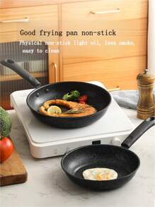 1 件不粘煎锅套装，花岗岩涂层不粘锅，适用于牛排、鸡蛋、煎饼，适用于电磁炉、燃气炉、电炉灶 - 包括木铲和清洁布海鲜煮 - 黑色 - 查看 2