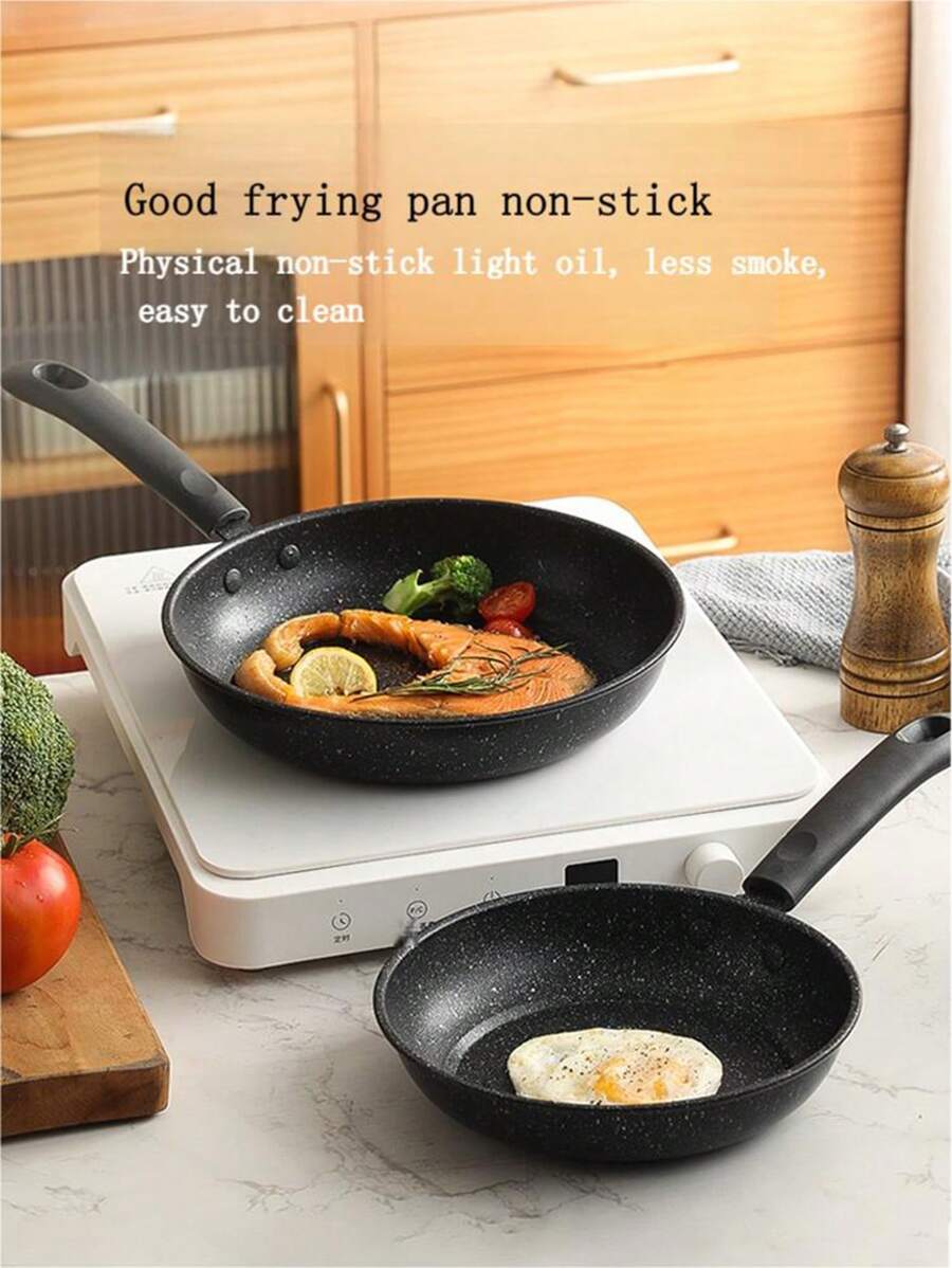 1 件不粘煎锅套装，花岗岩涂层不粘锅，适用于牛排、鸡蛋、煎饼，适用于电磁炉、燃气炉、电炉灶 - 包括木铲和清洁布海鲜煮