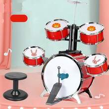 Juguete de tambor de percusión para niños con soporte de piso y cinco tambores - multicolor - Ver 8