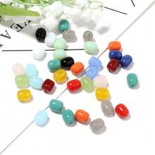 30pcs/Pack Glass Jade-Colored Solid Color Cylinder Beads With Straight Hole, DIY Jewelry Making Spacer Accessories - Barrel Beads - View 2