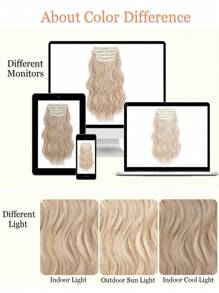 20inch Hair Extensions Clip In, 4PCS Wavy Hair Extension, Sandy Blonde Highlights Hair Extensions For Women - Gold - View 7