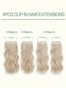 20inch Hair Extensions Clip In, 4PCS Wavy Hair Extension, Sandy Blonde Highlights Hair Extensions For Women - Gold - View 3