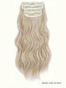 20inch Hair Extensions Clip In, 4PCS Wavy Hair Extension, Sandy Blonde Highlights Hair Extensions For Women - Gold - View 2