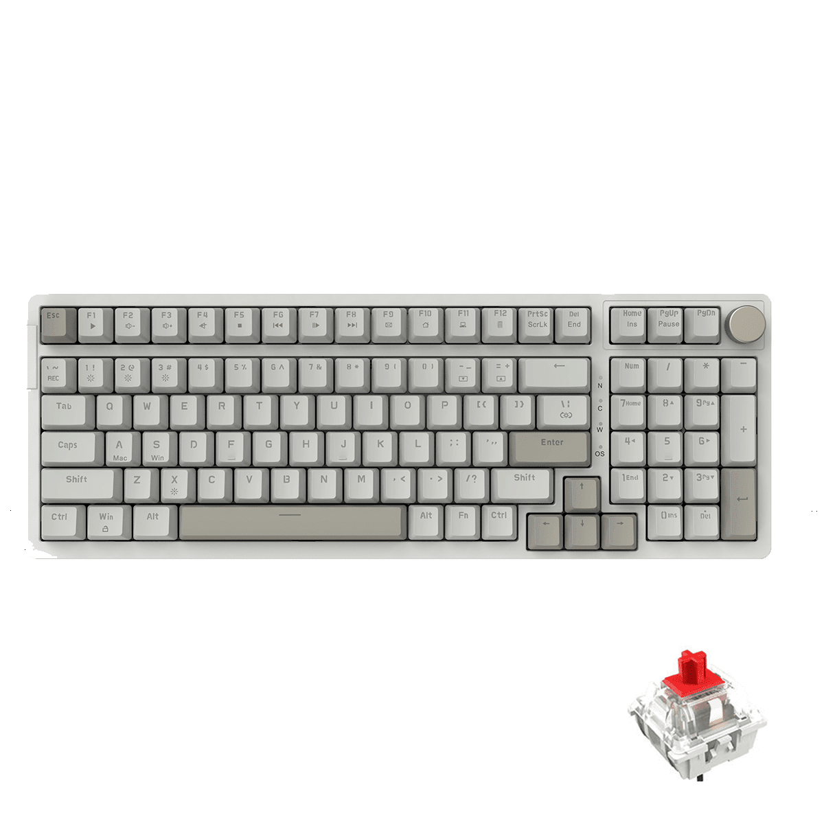 NACODEXRetro Shape Gray & White Color Ice Blue Light Wired Mechanical