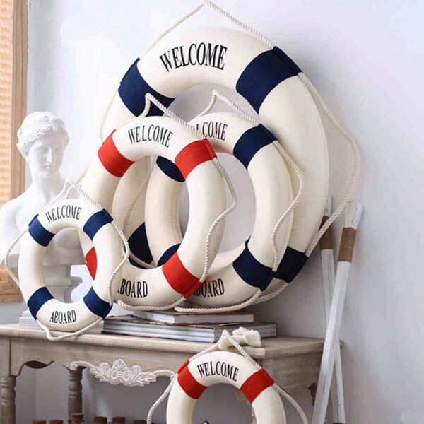 1pc Decorative Life Buoy Swim Ring, Mediterranean Style Hanging Ornament Creative Foam Life Buoy Decor For Home
