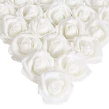 Artificial Rose Flowers, 25pcs Foam Glitter Roses Glitter Foam Rose Foam Rose For DIY Wedding Bridal Bouquet Home Party Baby Shower Decoration Outdoor Decor - 白色 - 查看 1