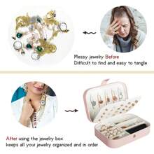 Travel Jewelry Box, PU Leather Small Jewelry Organizer For Women Girls, Double Layer Portable Mini Travel Case Display Storage Holder Boxes For Stud Earrings, Rings, Necklaces, Bracelets