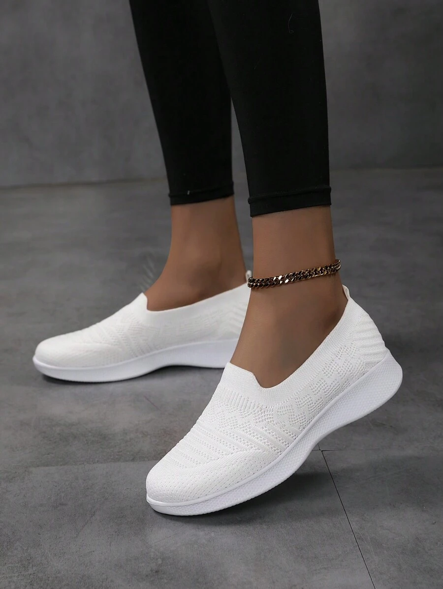 Women Slip-On Nurse Shoes, Doctor Shoes, Sneakers, Net Breathable Shallow Flat Work Shoes, Lightweight Mom Shoes, White Color